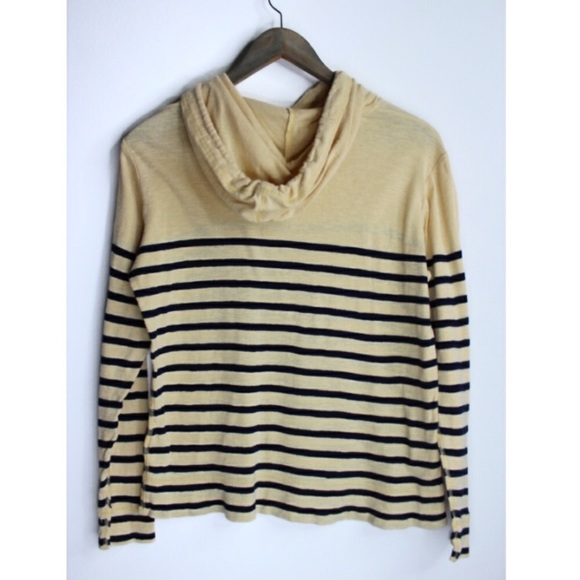 J. Crew Hooded Striped Yellow Cream Long Sleeve - Picture 5 of 6